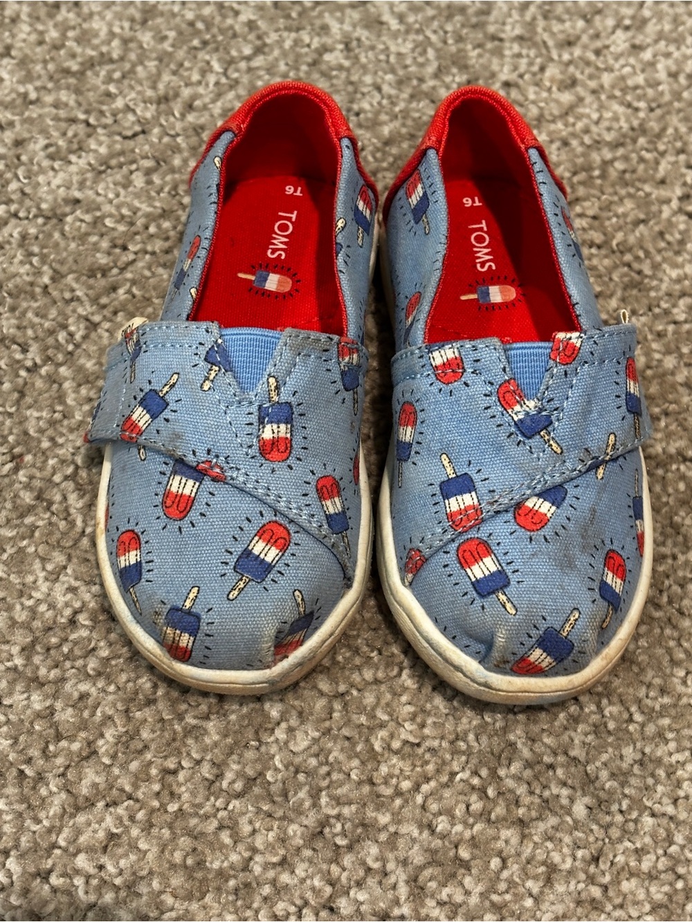 TOMS Kids Light Blue Popsicle Print Hook-and-Loop Sneakers